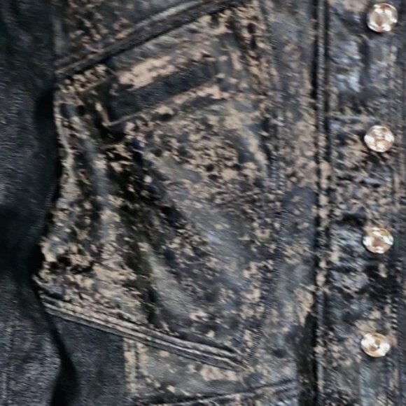 H-D Black Leather Denim Jacket Sexy Moto Biker Riding Women's Medium Harley - Picture 12 of 16